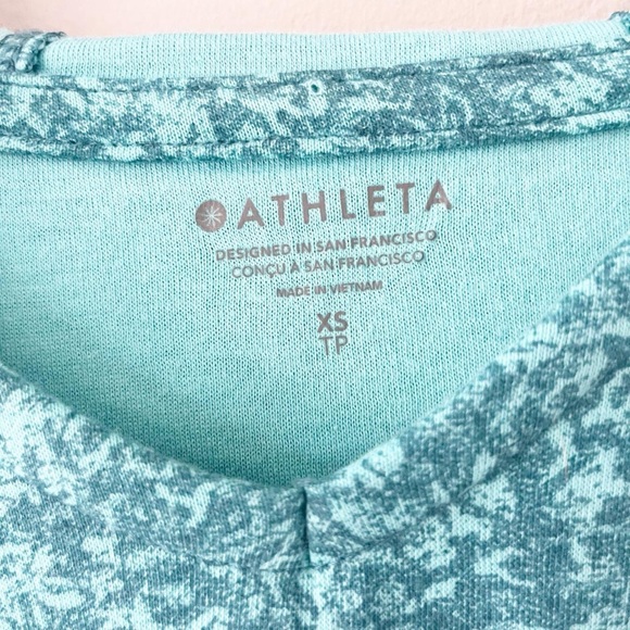 Athleta Sundown Alliance Hoodie XS Aqua Blue Teal Organic Cotton Pullover - Picture 3 of 6